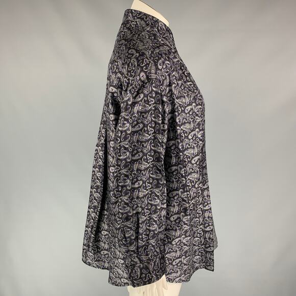 ALEXANDER WANG Size 10 Navy & Grey Paisley Silk Layered Shirt - Picture 3 of 6